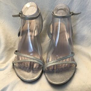Glint Silver Strappy Heel Sandals Size 9.5 EUC